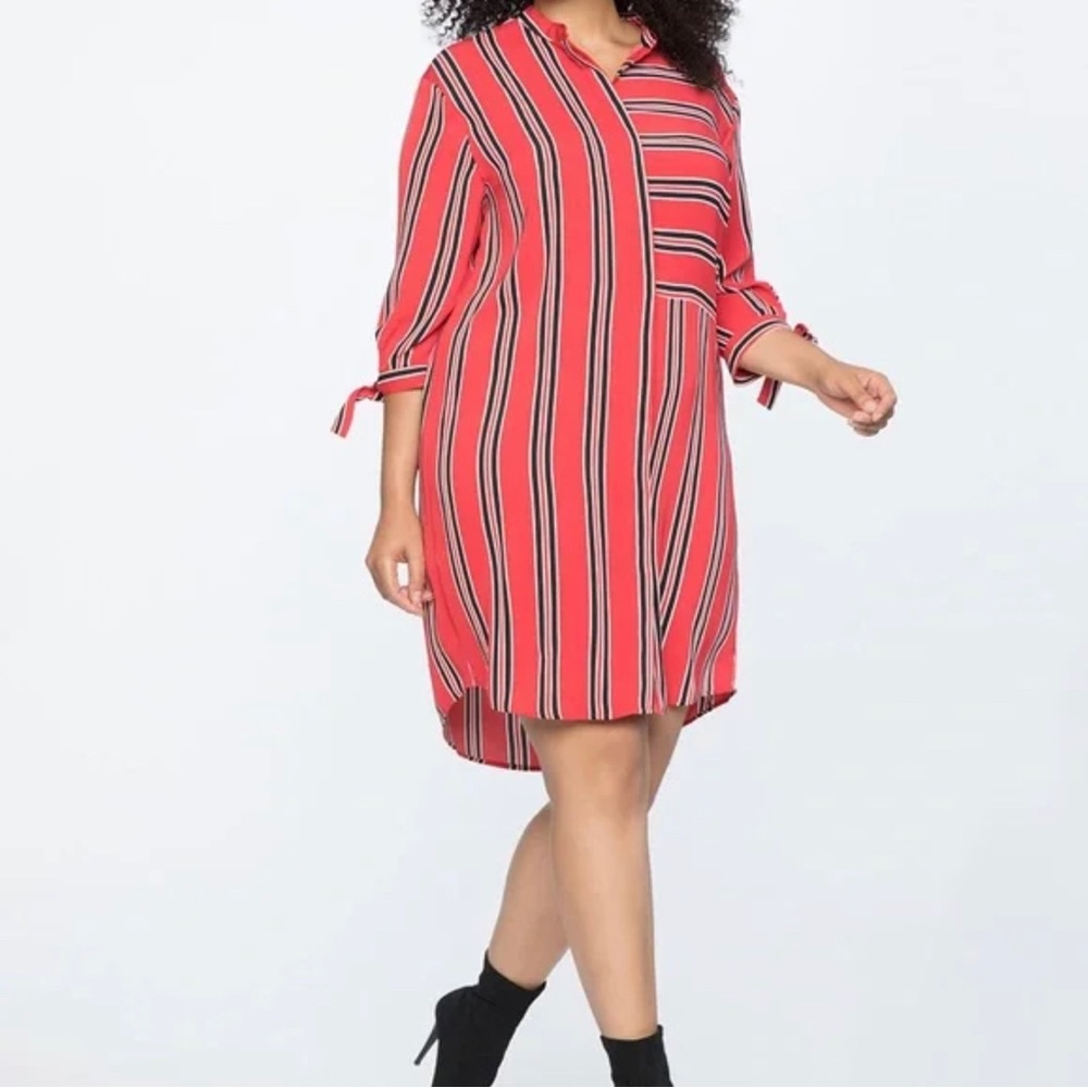 Eloquii Red Stripe Shirt Dress | Size 22